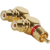 Parts Express Gold RCA Y (1) Male To (2) Right Angle Female Red