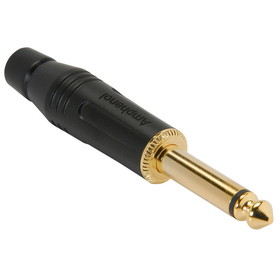 Amphenol ACPM-GB-AU 1/4" Mono Phone Plug Connector Black with Gold Plug