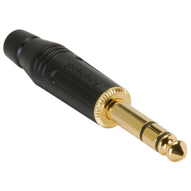 Amphenol ACPS-GB-AU 1/4" Stereo Phone Plug Connector Black with Gold Contacts