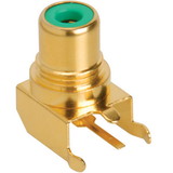 Factory Buyouts RCA Jack PCB Mount Gold Plated Right Angle Green