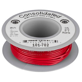 Consolidated Stranded 26 AWG Hook-Up Wire 25 ft. Red UL Rated