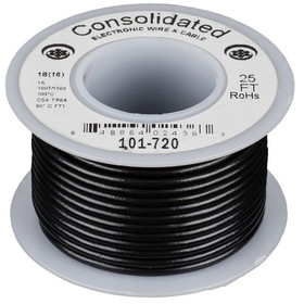 Consolidated Stranded 18 AWG Hook-Up Wire 25 ft. UL Rated