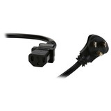 Parts Express AC Power Cord Low-Profile Right Angle NEMA 5-15P to IEC-60320-C13 18 AWG 3C 10A 125V Black 6 ft.