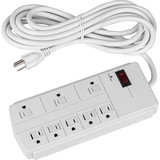 Quest Technology EPD-1808 8-Outlet White Power Strip with Surge Protection and EMI/RFI Filter 12 ft. Cord