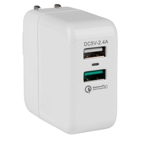 Parts Express Quick Charge 3.0 Dual USB Universal Wall Charger 27W for Galaxy S20 S10 / LG G9 V60 / iPhone 11 10