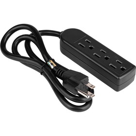 Parts Express 3 Outlet Strip with 3 ft. Cord UL - Black