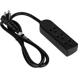 Parts Express 3-Outlet Power Strip with Right Angle Plug and 3 ft. Cord UL-Black