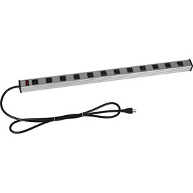 Parts Express Commercial Grade 12 Outlet Surge Power Strip with Circuit Breaker/Switch 6 ft. Cord and Mounting Hardware