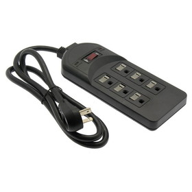 Parts Express 6 Outlet Strip 4 ft. Cord with 750 Joules Surge Protection and EMI/RFI Filter-Black