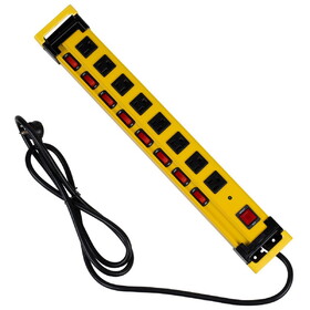 Parts Express 8-Outlet AC Surge Protection 3300 Joules Metal Power Strip Switched Outlets 6 ft Cord ETL