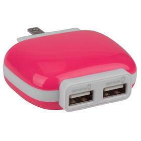 Factory Buyouts Reiko TC100 2A USB Power Adapter 2-Port 5V Pink