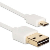 QVS Premium Reversible USB to Reversible Micro-USB Sync & Fast Charger Cable - White