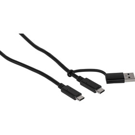 Parts Express USB-C to USB-C cable with USB-A 3.0 Adapter Black 1m