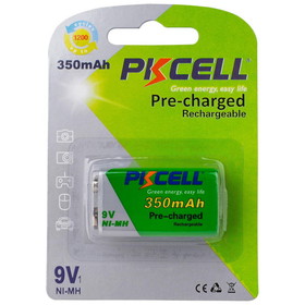 PKCELL 9V Precharged Rechargeable NiMH 350mAh Battery