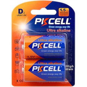 PKCELL 1.5V D Ultra Alkaline Battery 2-Pack