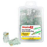 Simply45 S45-1601 Pass Through RJ45 Connectors Green Tint for 23 AWG Cat6 UTP - 50pc Clamshell