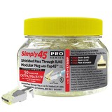 Simply45 S45-1755P Pass Through RJ45 Shielded Connectors Yellow Tint for 23 AWG Cat6/6a/7/7a STP - 50pc Jar
