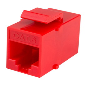 Parts Express Cat 6 RJ45 Inline Coupler with Keystone Latch - Red