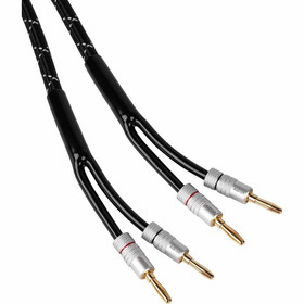 Audtek 14 AWG 12ft Professional Grade Braided Speaker Cable Wire with Gold Plated Banana Jacks