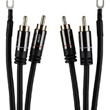 Audtek DMCG6 Premium Dual RCA Turntable Cable with External Ground Wire 6 ft.