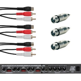 Parts Express DJ/MC DJ/MC Auto-Ducking Announcement Controller Bundle for 3-Ch Silent Disco Systems