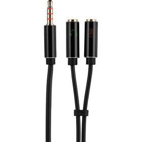 Parts Express 3.5mm 4P to 3.5mm Microphone and Stereo Headphone Y Adapter Cable 6"