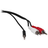Parts Express 3.5mm Slim-Plug Male to 2 x RCA Male Adapter Cable 5 ft.