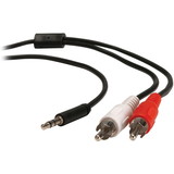 Parts Express 3.5mm Slim-Plug Male to 2 x RCA Male Adapter Cable 10 ft.