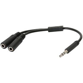 Parts Express 3.5mm Slim-Plug Stereo Male to 2 x 3.5mm Female Adapter Cable 8"