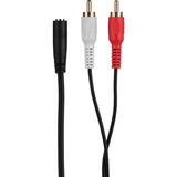Parts Express 2 RCA Male to 3.5mm Stereo Female Jack Y Adapter Cable with Gold Plated Connectors 1 ft.