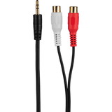 Parts Express 2 RCA Female to 3.5mm Stereo Male Y Adapter Cable with Gold Plated Connectors 6