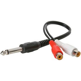 Parts Express 1/4" Plug To 2 RCA Female Adapter Cable 6"