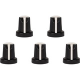 Parts Express Guitar/Amp Knobs for Knurled/Spline 6mm Split Shaft with White Indicator 5-Pack