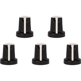Parts Express Guitar/Amp Knobs for Knurled/Spline 6mm Split Shaft with White Indicator 5-Pack