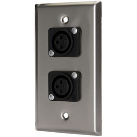 Pro Co WP1026 (2) XLR Female Stainless Steel Metal Wallplate Single Gang