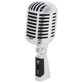 Pyle PDMICR42SL Classic Retro Vintage Style Silver Dynamic Vocal Microphone with 16 ft. Cable