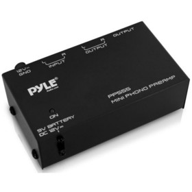 Pyle PP555 Ultra-Low Noise Compact Turntable Phono Preamp with 9V Battery Compartment