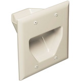 DataComm 45-0002-LA 2-Gang Recessed Low Voltage Cable Plate Almond