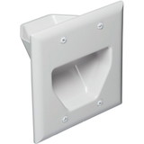 DataComm 45-0002-WH 2-Gang Recessed Low Voltage Cable Plate White