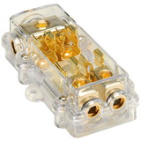 Audtek Gold Fuse Block 1x4 AWG In 2x8 AWG Out