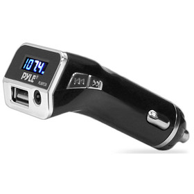 Pyle PLMP2A FM Radio Transmitter with USB Port 3.5mm Aux Input Car Lighter Adaptor
