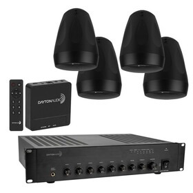 Dayton Audio 300-662 Commercial Four Speaker Sound System for Small Cafe Bar Restaurant Brewery Starter Package with FREE Wi-Fi Streamer