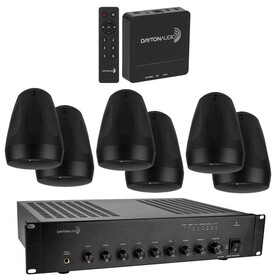 Dayton Audio 300-663 Commercial Six Speaker Sound System for Bar Restaurant Brewery Package with FREE Wi-Fi Streamer