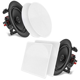 Pyle PDIC66 6-1/2" 2-Way Flush Mount In-Wall / Ceiling Speaker Pair - White