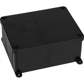 Parts Express Indoor/Outdoor 4.7" x 3.74" x 2" IP68 Black Project Box with 3-Feed Through Waterproof Connectors
