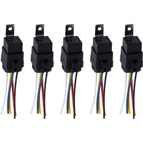 Parts Express Waterproof 30/40A 12V DC 5-Pin SPDT Bosch Type Relays with Interlocking Relay Sockets 5-Pack