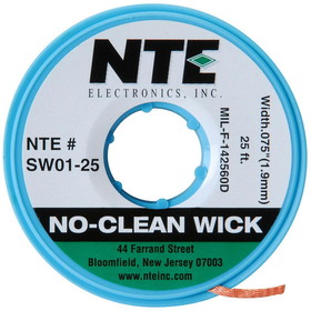 NTE SW01-25 No-Clean Wick Desoldering Braid #3 Green 0.075" x 25 ft.