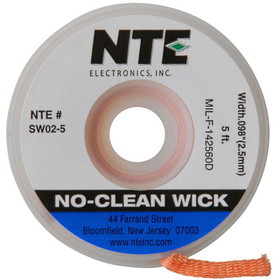 NTE SW02-5 No-Clean Wick Desoldering Braid #4 Blue 0.098" x 5 ft.