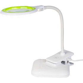 Parts Express USB Powered Magnifying 3.75" 3D + 12D Glass Lens Desk Lamp with Base, Clamp and Dual Color LED-White