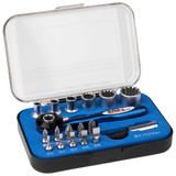Parts Express 18 Pc Ratchet Tool Set with Double-Ended Aluminum Handle